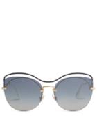Matchesfashion.com Miu Miu - Cat Eye Metal Sunglasses - Womens - Blue