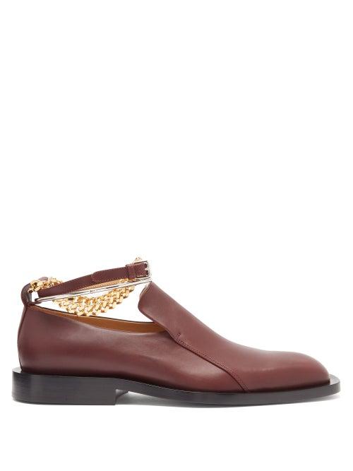 Matchesfashion.com Jil Sander - Anklet-chain Leather Loafers - Womens - Burgundy