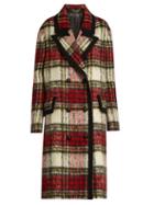 Burberry Prorsum Peak-lapel Checked Wool-blend Coat