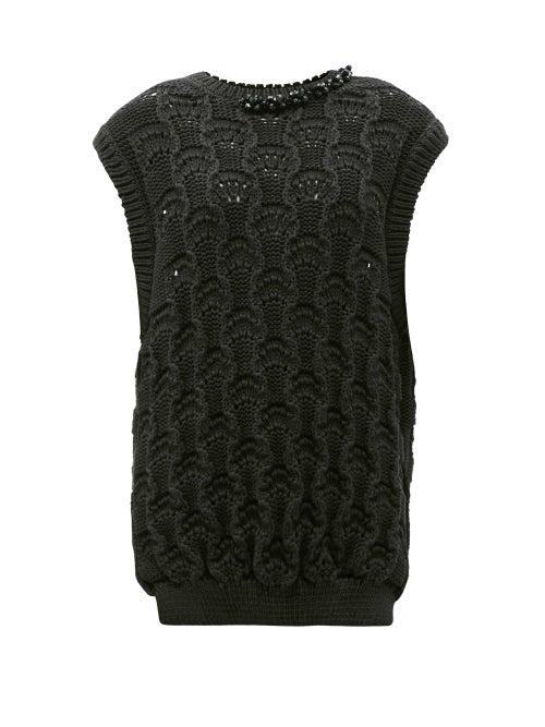Matchesfashion.com Simone Rocha - Bead-embellished Pointelle-knit Sweater Vest - Womens - Black