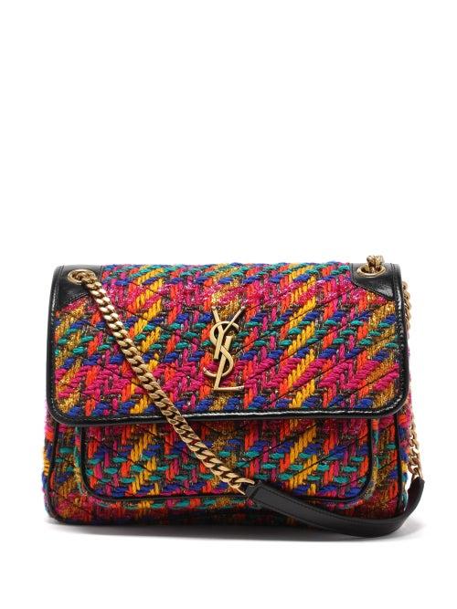 Saint Laurent - Niki Medium Tweed Shoulder Bag - Womens - Pink Multi