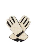 Matchesfashion.com Bogner - Cindy Quilted Soft-shell And Leather Gloves - Womens - Light Beige