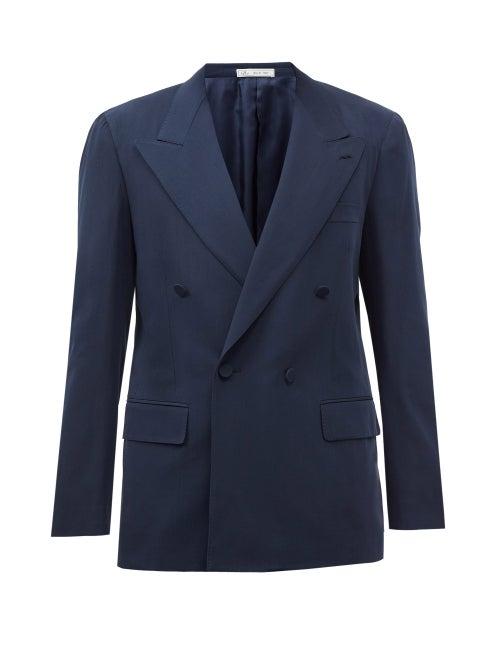 Umit Benan B+ - Neapolitan-shoulder Wool-gabardine Suit Jacket - Mens - Navy