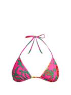 Matchesfashion.com La Doublej - Floral Print Triangle Bikini Top - Womens - Pink Print