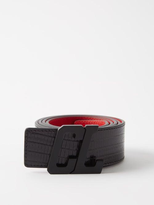Christian Louboutin - Happy Rui Lizard-effect Leather Belt - Mens - Black Red