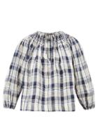 Matchesfashion.com Innika Choo - Hope Filhorts Smocked Gingham Blouse - Womens - Navy Multi