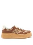 Gucci - Gg-jacquard Canvas And Leather Trainers - Womens - Beige