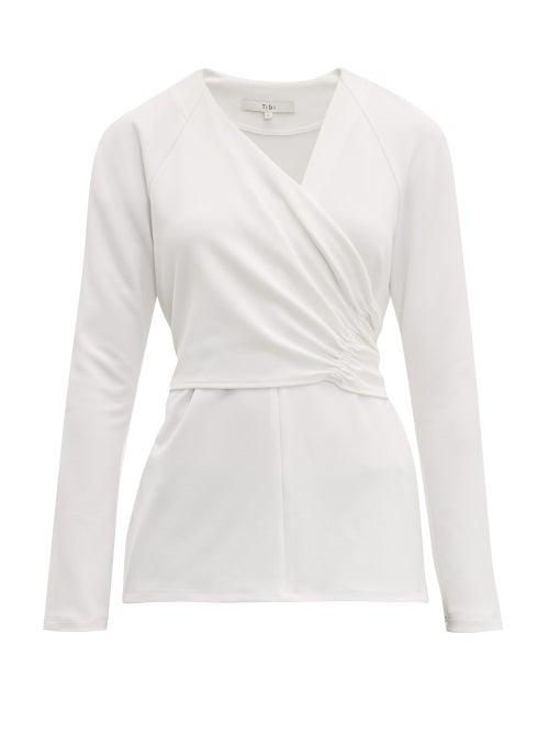 Matchesfashion.com Tibi - V Neck Crepe Wrap Top - Womens - White