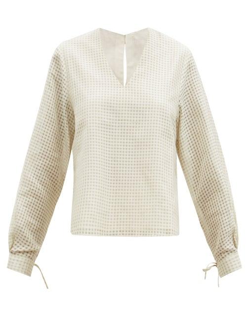 Matchesfashion.com Toogood - Bellringer Gingham Cotton-blend Gauze Top - Womens - Ivory