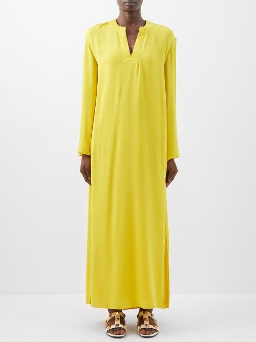 Valentino - Silk-georgette Kaftan Dress - Womens - Yellow