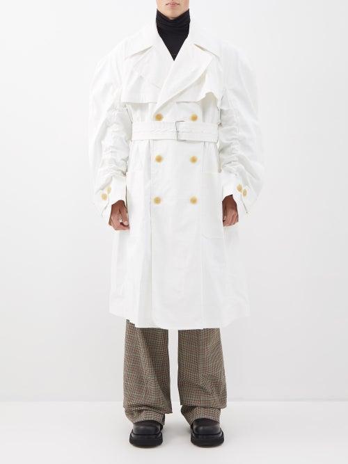 Walter Van Beirendonck - Paradise Ruched-sleeve Cotton Trench - Mens - White
