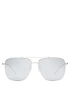 Matchesfashion.com Saint Laurent - Mirrored Aviator Metal Sunglasses - Womens - Silver