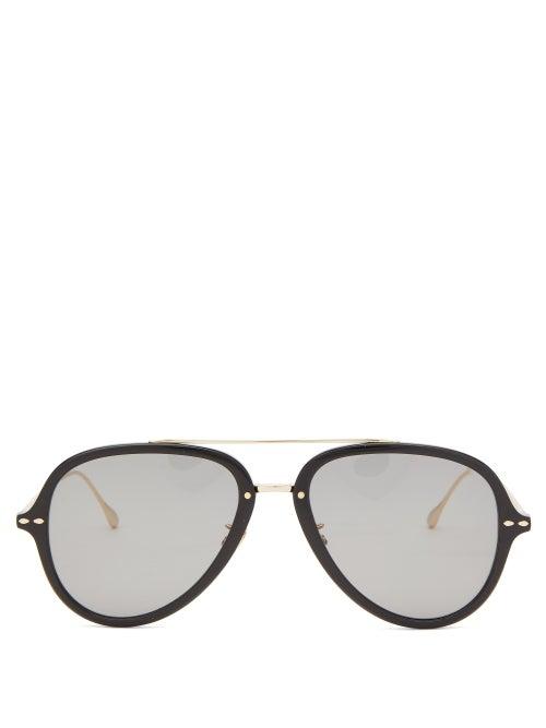 Isabel Marant Eyewear - Windsor Aviator Acetate Sunglasses - Womens - Black Gold