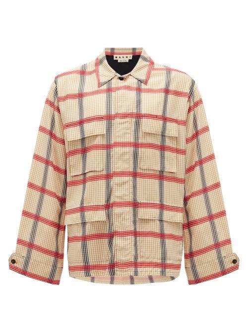 Matchesfashion.com Marni - Flap-pocket Plaid Shirt - Mens - Beige Multi