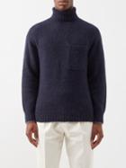 Brunello Cucinelli - Wool-blend Roll Neck Sweater - Mens - Navy