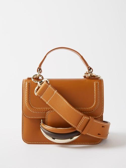 Chlo - Kattie Topstitched Leather Crossbody Bag - Womens - Tan