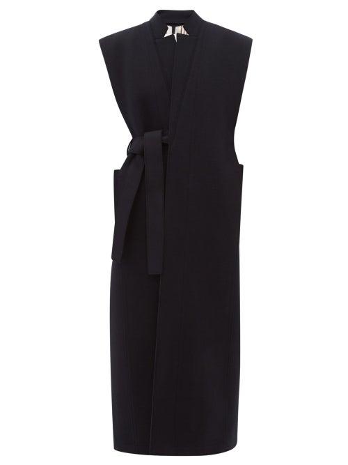 Matchesfashion.com Jil Sander - Belted Longline Wool Gilet - Womens - Navy