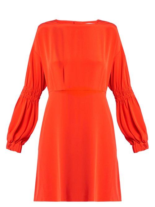Matchesfashion.com Tibi - Balloon Sleeved Silk Crepe Dress - Womens - Orange