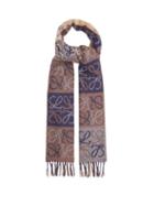 Ladies Accessories Loewe - Anagram-jacquard Wool-blend Scarf - Womens - Navy Multi