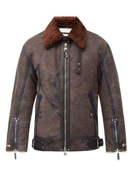 Matchesfashion.com Alexander Mcqueen - Leather-trimmed Shearling Jacket - Mens - Brown