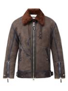 Matchesfashion.com Alexander Mcqueen - Leather-trimmed Shearling Jacket - Mens - Brown