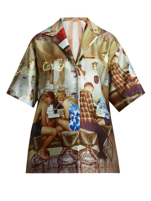 Matchesfashion.com No. 21 - Good Times Satin Bowling Shirt - Womens - Beige Multi