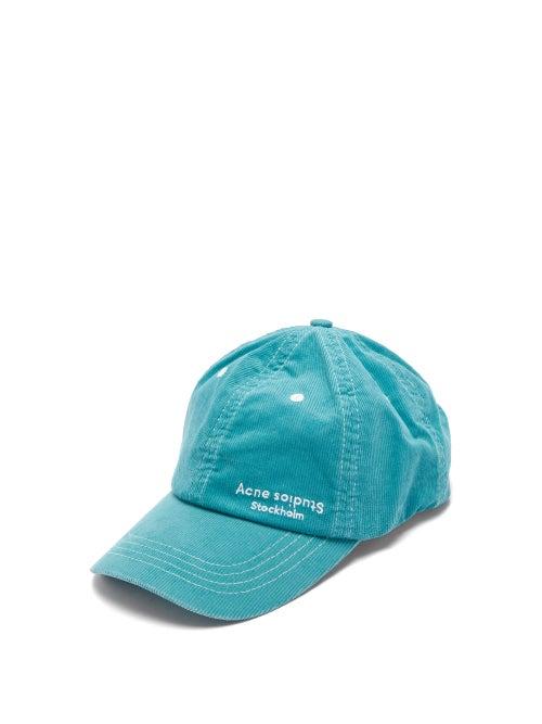 Matchesfashion.com Acne Studios - Carliy Logo Embroidered Cotton Blend Corduroy Cap - Mens - Blue