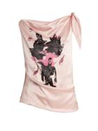 Matchesfashion.com Claire Barrow - Mouse Monkey Print Silk Satin Top - Womens - Light Pink