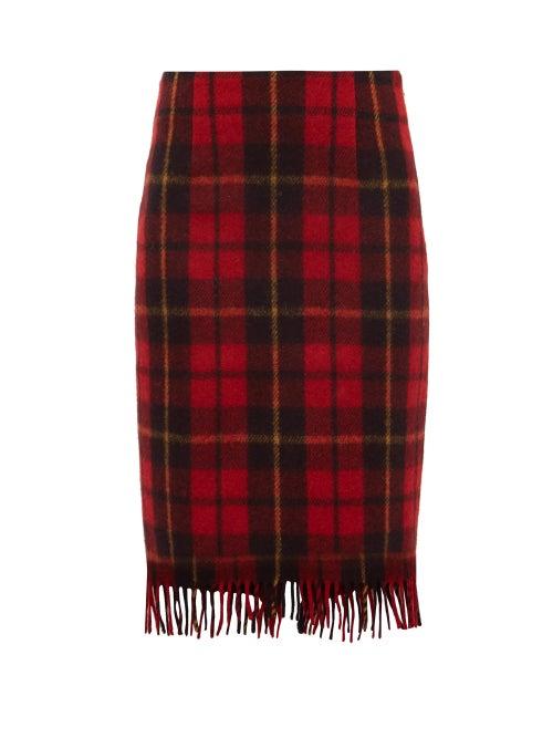 Matchesfashion.com Marine Serre - Tartan Upcycled Wool Skirt - Womens - Red