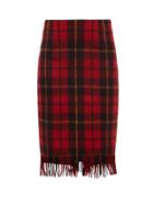 Matchesfashion.com Marine Serre - Tartan Upcycled Wool Skirt - Womens - Red