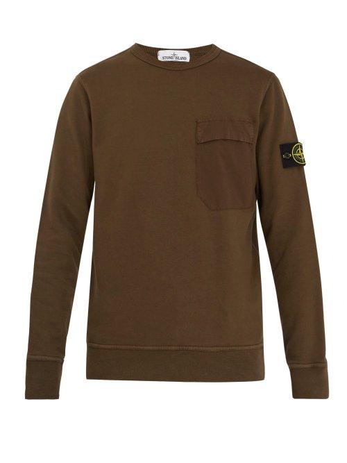 Matchesfashion.com Stone Island - Crew Neck Cotton Sweatshirt - Mens - Khaki