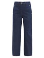 Matchesfashion.com Lemaire - Twisted High Rise Wide Leg Jeans - Womens - Dark Blue