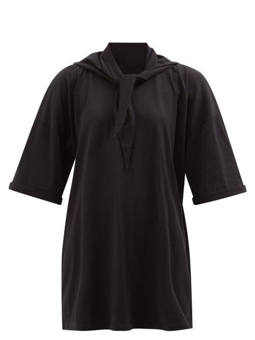 Mm6 Maison Margiela - Sailor-tie Cotton-jersey T-shirt Dress - Womens - Black