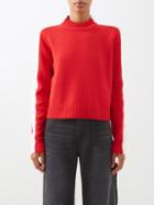 Bella Freud - Britt Side-stripe Merino-blend Sweater - Womens - Red Ivory