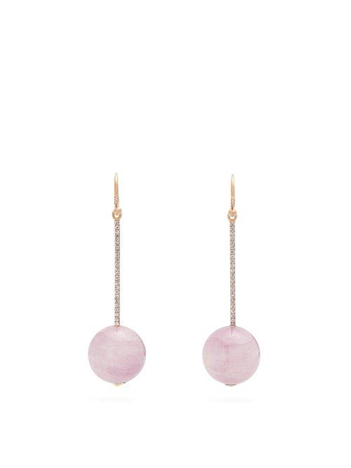 Matchesfashion.com Irene Neuwirth - Diamond & Kunzite Rose Gold Earrings - Womens - Rose Gold