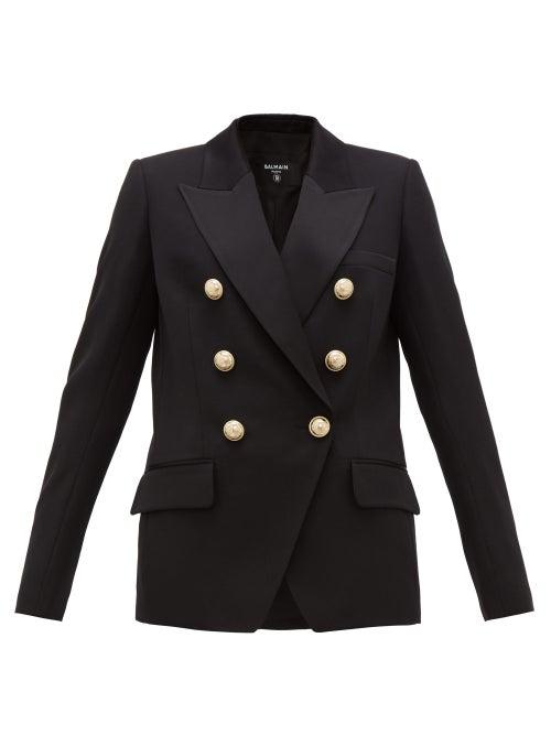 Matchesfashion.com Balmain - Double-breasted Wool Blazer - Womens - Black