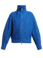 Matchesfashion.com Isabel Marant - Janet High Neck Merino Sweater - Womens - Blue