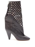 Matchesfashion.com Isabel Marant - Lakfee Studded Leather Boots - Womens - Black Silver