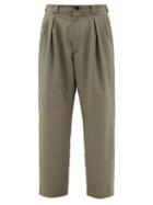 Sasquatchfabrix. - Floral-embroidered Cropped Cotton-canvas Trousers - Mens - Khaki Green