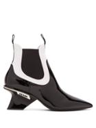 Matchesfashion.com Prada - Neoprene And Patent Leather Chelsea Boots - Womens - Black White