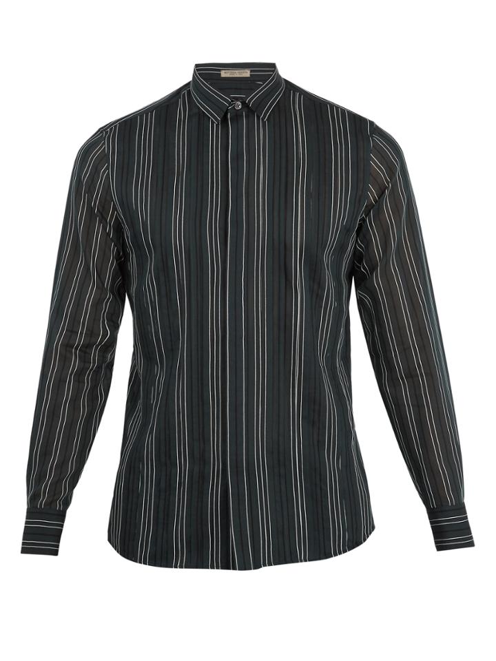 Bottega Veneta Single-cuff Striped Cotton And Silk-blend Shirt