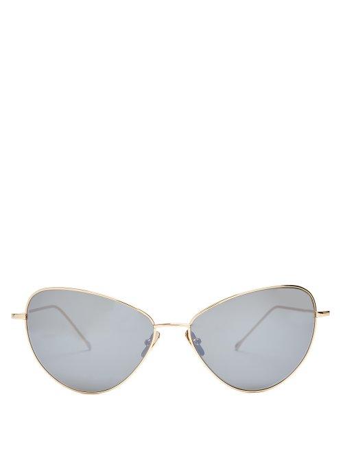 Matchesfashion.com Prism - Portofino Metal Cat Eye Sunglasses - Womens - Gold