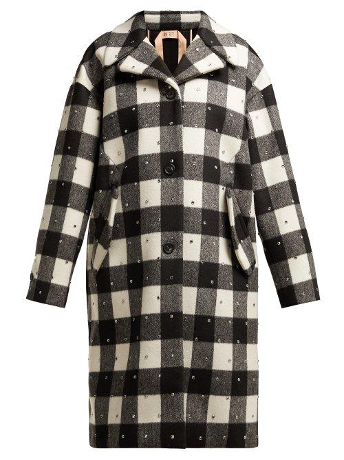 Matchesfashion.com No. 21 - Single Breasted Wool Blend Check Coat - Womens - Black White