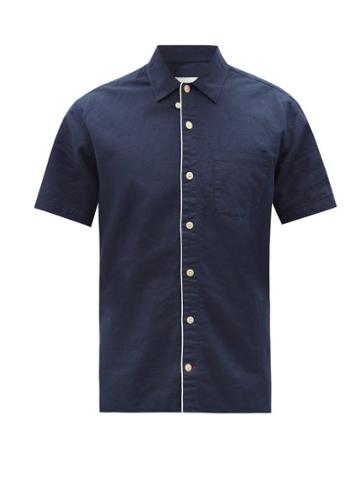 Matchesfashion.com Oliver Spencer - Hawaiian Linen-blend Shirt - Mens - Dark Blue