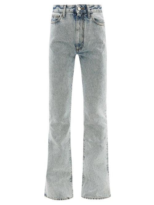 Alessandra Rich - High-rise Acid-wash Flared Jeans - Womens - Light Blue