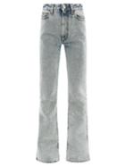 Alessandra Rich - High-rise Acid-wash Flared Jeans - Womens - Light Blue