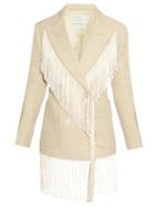 Matchesfashion.com Hillier Bartley - Fringed Double Breasted Linen Blazer - Womens - Beige