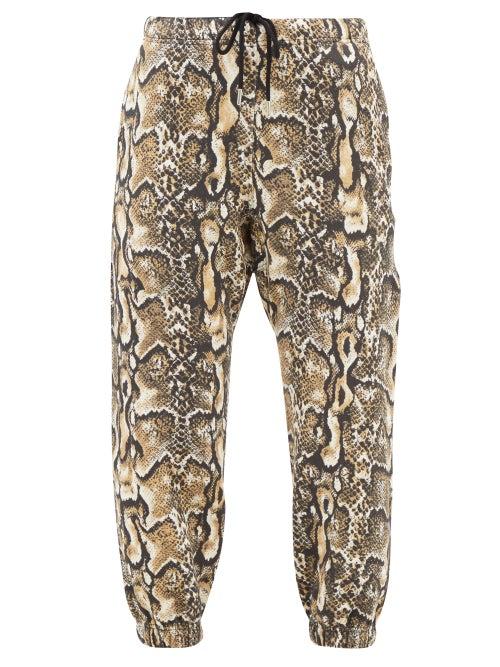 Raey - Snake-print Recycled Cotton-blend Track Pants - Womens - Brown Multi