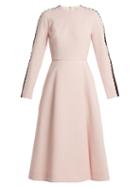 Matchesfashion.com Emilia Wickstead - Dionne Macram Trimmed Crepe Dress - Womens - Light Pink