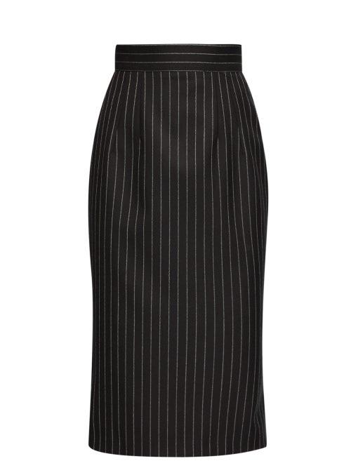 Matchesfashion.com Dolce & Gabbana - Pinstriped Wool-blend Pencil Skirt - Womens - Grey Multi